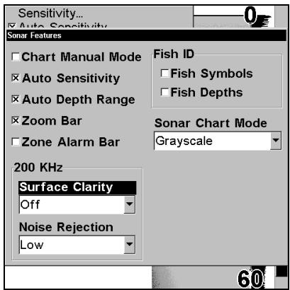 LOWRANCE LMS-332C - Pour régler le niveau de Clarté en Surface: - 2