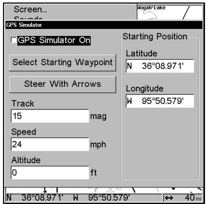 LOWRANCE LMS-332C - Pour acceder au Simulateur GPS: - 1