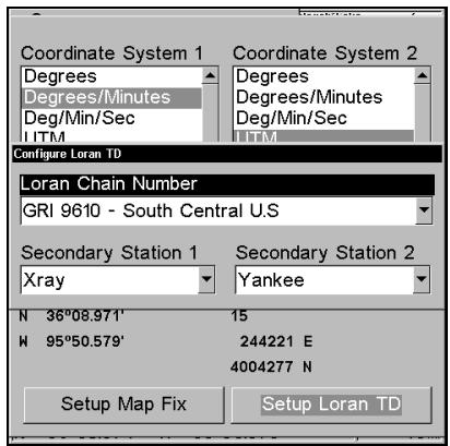 LOWRANCE LMS-332C - Pour configurer Loran TD: REMARQUE: - 1