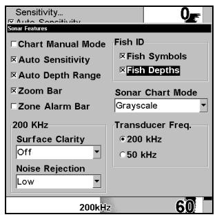 LOWRANCE LMS-332C - Pour activer la fonction de FishTrack: - 1