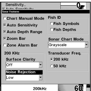 LOWRANCE X107C DF - Options et autres fonctions du sonar - 2