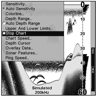 LOWRANCE X107C DF - Arrêt du défilament de l'image - 1