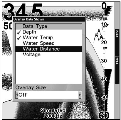 LOWRANCE X107C DF - Données de superposition - 3