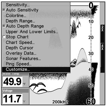 LOWRANCE X107C DF - Personnaliser l'écran de données numériques - 1