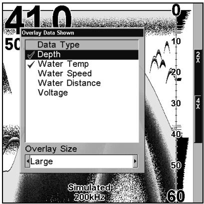 LOWRANCE X107C DF - Données de superposition - 2