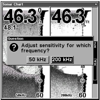 LOWRANCE X510C - Pour régler la sensibilité en mode automatique: - 1