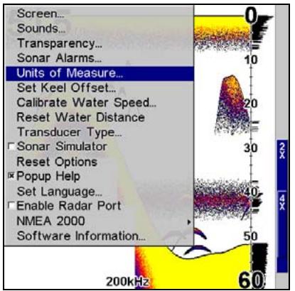 LOWRANCE X510C - Pour régler la Vitesse/Distance: - 1