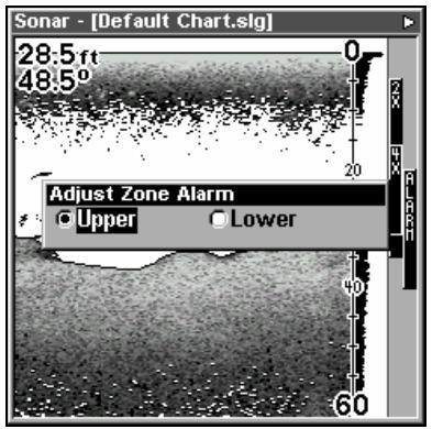LOWRANCE X510C - Pour régler et activer l'alarme de zone: - 2