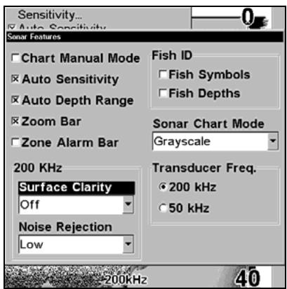 LOWRANCE X510C - Pour régler le niveau de Clarté en Surface: - 2