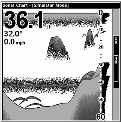 LOWRANCE X510C - Pour changer la taille des données affichées: - 3