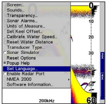 LOWRANCE X515C DF - Choisir la langue - 1