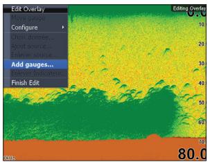 LOWRANCE HDS-7M - Ajouter un calque data (données) ou gauge (jauge) à une page : - 3