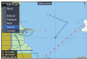 LOWRANCE HDS-7M - Créer une route à partir de la page chart (carte) : - 2