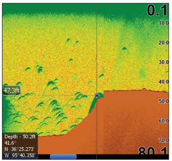 LOWRANCE HDS-7M - Marquer un objet submergé à l'aide d'un point d'étape : - 1