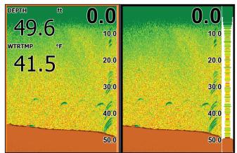 LOWRANCE HDS-7M - Pour visualiser et contrôler deux fréquences simultanément : - 2