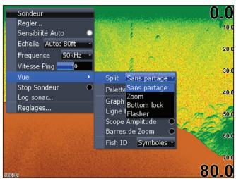 LOWRANCE HDS-7M - Pour visualiser et contrôler deux fréquences simultanément : - 1