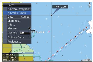 LOWRANCE HDS-7M - Créer une route à partir de la page chart (carte) : - 1