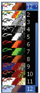 LOWRANCE HDS-7M - Pour sélectionner une palette de page sonar : - 1