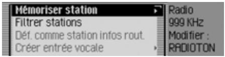 BECKER TP 7945 CASCADE 7944 - Commandes dans le menu Éditer des stations - 1