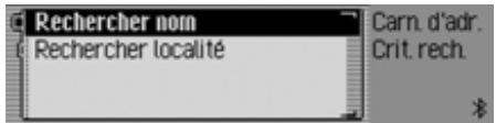 BECKER TP 7945 CASCADE 7944 - Commandes dans le menu Critère de recherche - 1