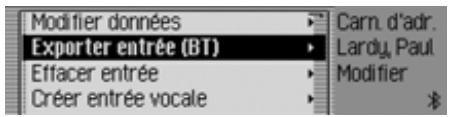 BECKER TP 7945 CASCADE 7944 - Exporter une entrée du carnet d'adresses* - 1