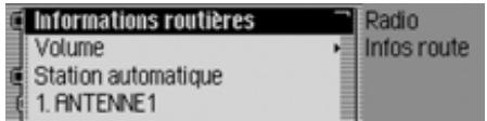 BECKER TP 7945 CASCADE 7944 - Commandes dans le menu Messages d'informations routières - 1