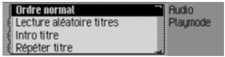 BECKER TRAFFIC PRO 7949 - Commandes pour le menu Mode de lecture du média - 1