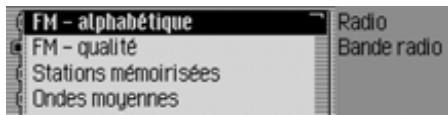 BECKER TRAFFIC PRO 7949 - Commandes dans le menu Bande de longueurs d'ondes - 1