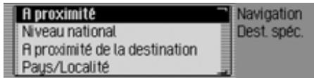 BECKER TRAFFIC PRO 7949 - Commandes pour le menu Destinations spéciales - 1