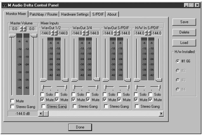 M-AUDIO DELTA66 - Onglet «Monitor Mixer»: - 1