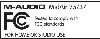 M-AUDIO MIDAIR - Informations techniques - 1