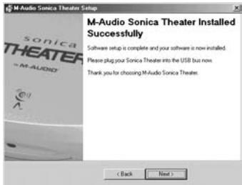 M-AUDIO SONICA THEATER USB - Installation sous Windows ME - 3