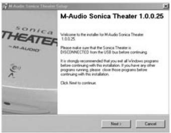 M-AUDIO SONICA THEATER USB - Installation sous Windows 98SE - 1