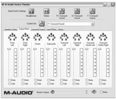 M-AUDIO SONICA THEATER USB - Onglet Output Mixer (Mélangeur sortie) - 1