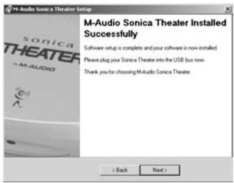 M-AUDIO SONICA THEATER USB - Installation sous Windows 2000 - 3