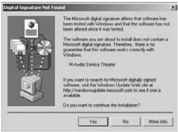 M-AUDIO SONICA THEATER USB - Installation sous Windows 2000 - 5