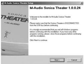 M-AUDIO SONICA THEATER USB - Installation sous Windows ME - 1