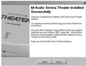 M-AUDIO SONICA THEATER USB - Installation sous Windows 98SE - 3