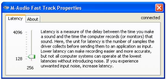 M-AUDIO FAST TRACK II - Onglet Latency (Windows XP et Vista) - 1