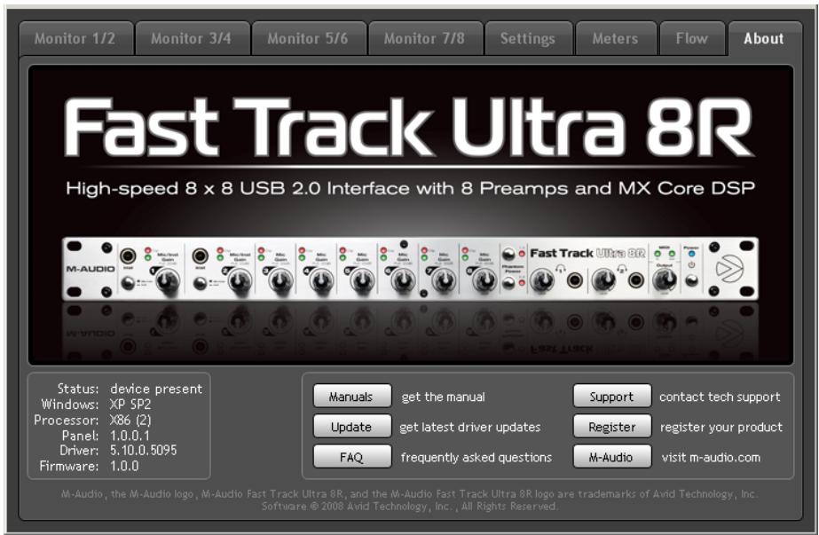 M-AUDIO FAST TRACK ULTRA 8R - Onglet About (À propos) - 1