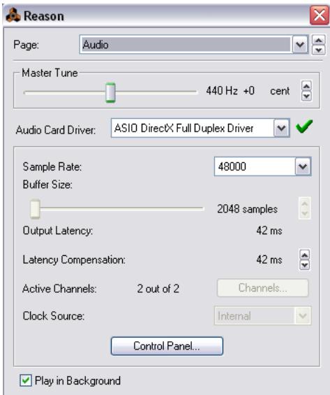 M-AUDIO PROPELLERHEAD REASON - Preferences - Audio - 1