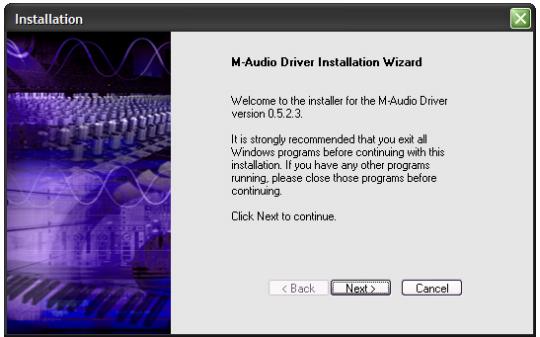 M-AUDIO TRIGGER FINGER - Installation du pilote multicontient pour Windows - 2