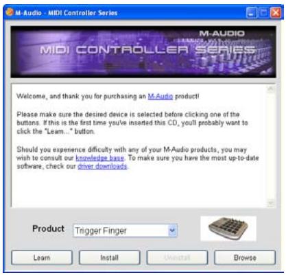 M-AUDIO TRIGGER FINGER - Installation du pilote multicontient pour Windows - 1