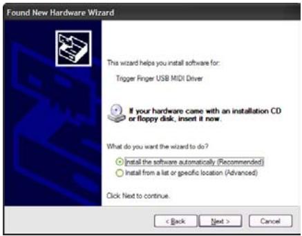 M-AUDIO TRIGGER FINGER - Installing the Windows Multi-client Driver - 3