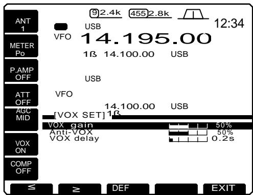 ICOM IC 756 - -Réglage de fonction VOX - 2