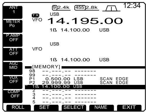 ICOM IC 756 - - Sélection d'un canal mémoire en utilisant l'écran de canaux mémoire - 1
