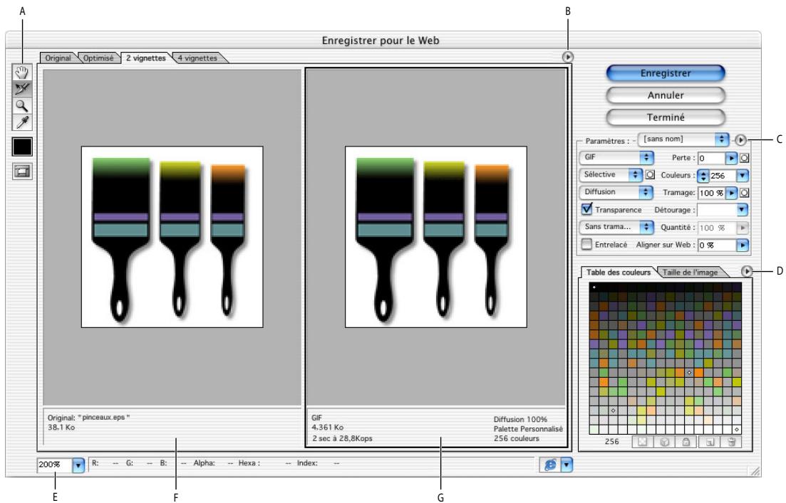 ADOBE PHOTOSHOP 7 - Utilisation de la boîte de dialogue enregistrer pour le web (photoshop) - 1