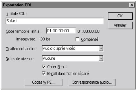 ADOBE PREMIERE 6 - Pour exporter un projet sous forme de liste EDL : - 1