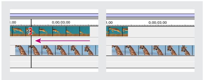 ADOBE PREMIERE 6 - Pour éditer les points d'entrée et de sortie des éléments dans la fenêtre Montage : - 1