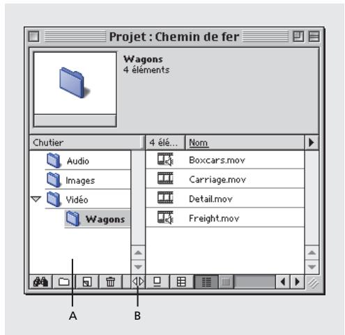 ADOBE PREMIERE 6 - Personnalisation de l'affichage d'une fenêtre Projet ou Chutier - 1
